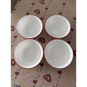 4 PC Corelle Vitrelle White Red Rim Soup/cereal Bowls 6-1/4" Set-2”tall